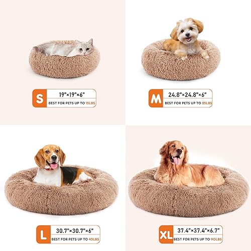 Miniatura 6 de Sweetcrispy Cama para perro, cama mediana redonda calmante para gatos con cojín impermeable lavable, antiansiedad y antideslizante, acogedora felpa