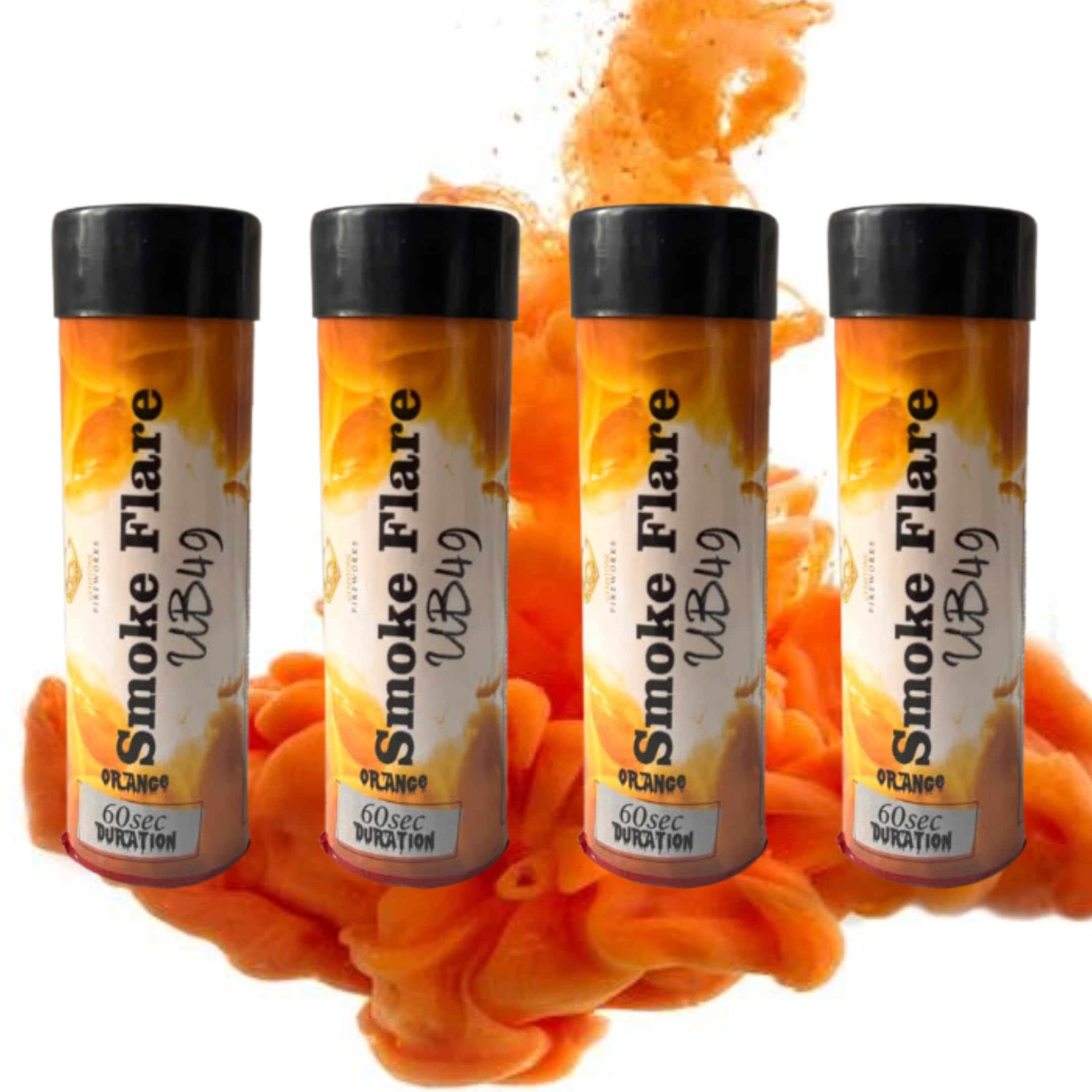 4 Mix Smoke Flares 60 seconds perfect for wedding birthday or any other occasion pull ring ignition (orange)