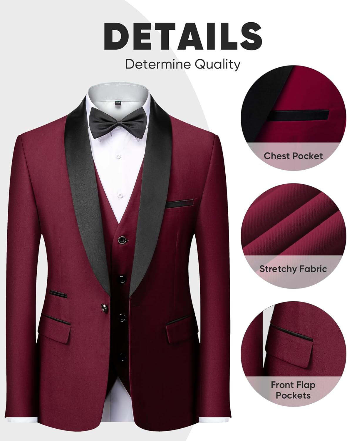 Mens Suit 3 Piece Slim Fit Suits for Men Wedding Prom Tuxedo for Men Formal Business Suit