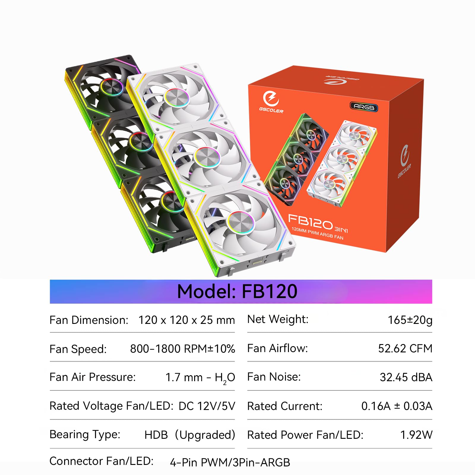 FB120 - Ventole di raffreddamento ARGB PC da 120 mm, design a specchio infinito, colori e telecomando da 16,8 m, controllo della velocità PWM, flusso d'aria elevato, giunzione/catena a