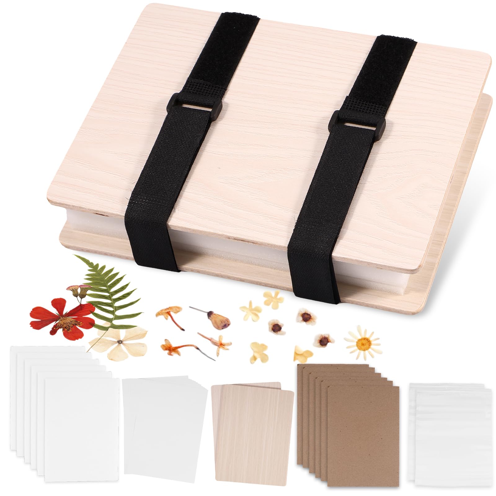 Large Wooden Flower Press Kit for Adults and Kids - 6 Layer Pressing Kit 17 X 23 Cm for Dried Plants Specimen Making - DIY Preservation Gift for Arts Crafts Lovers