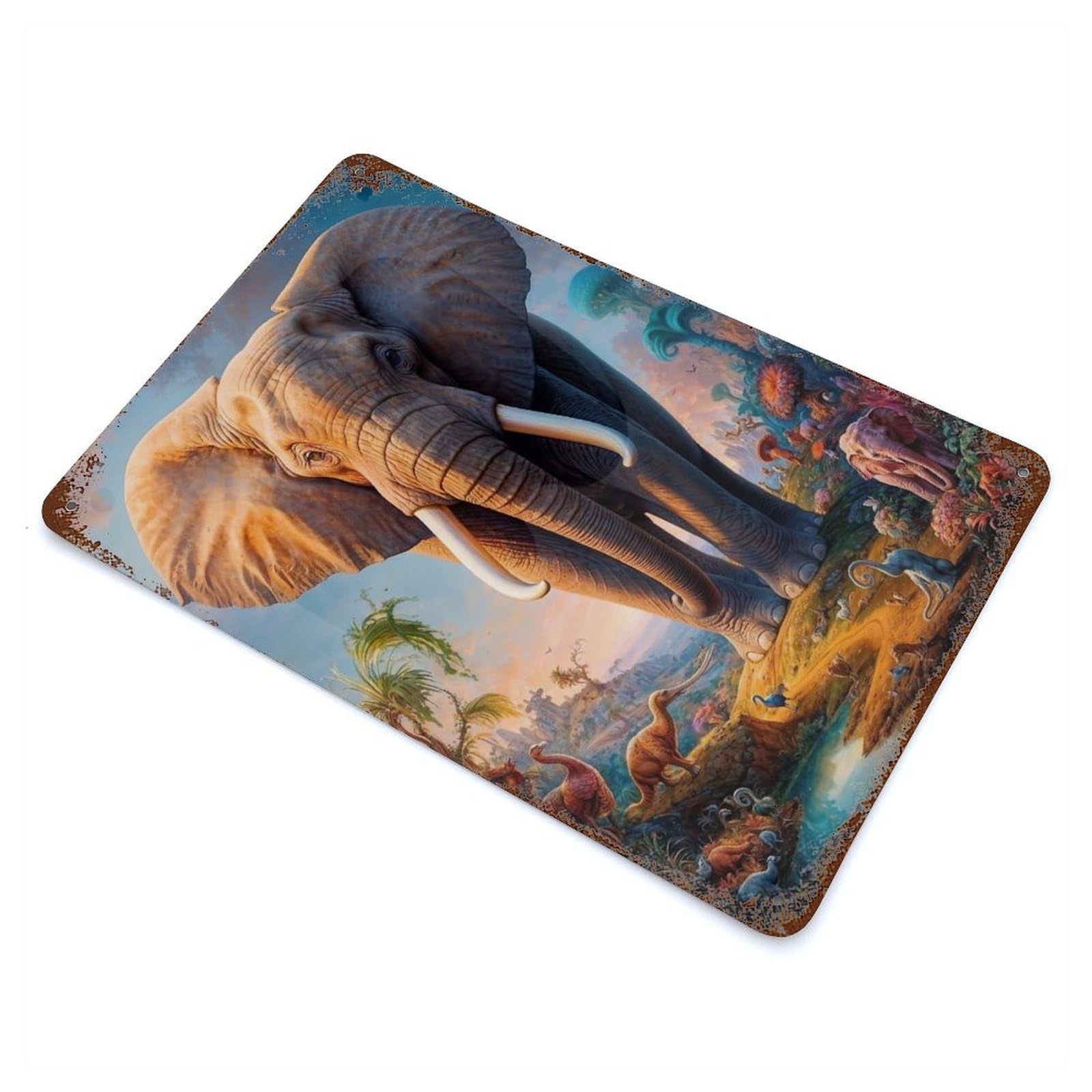 Beyond The Elephant Aged Metal Wall Plaque 11.8"x7.9", Farmhouse Wall Decor for Office, Studio And Wall Decor
