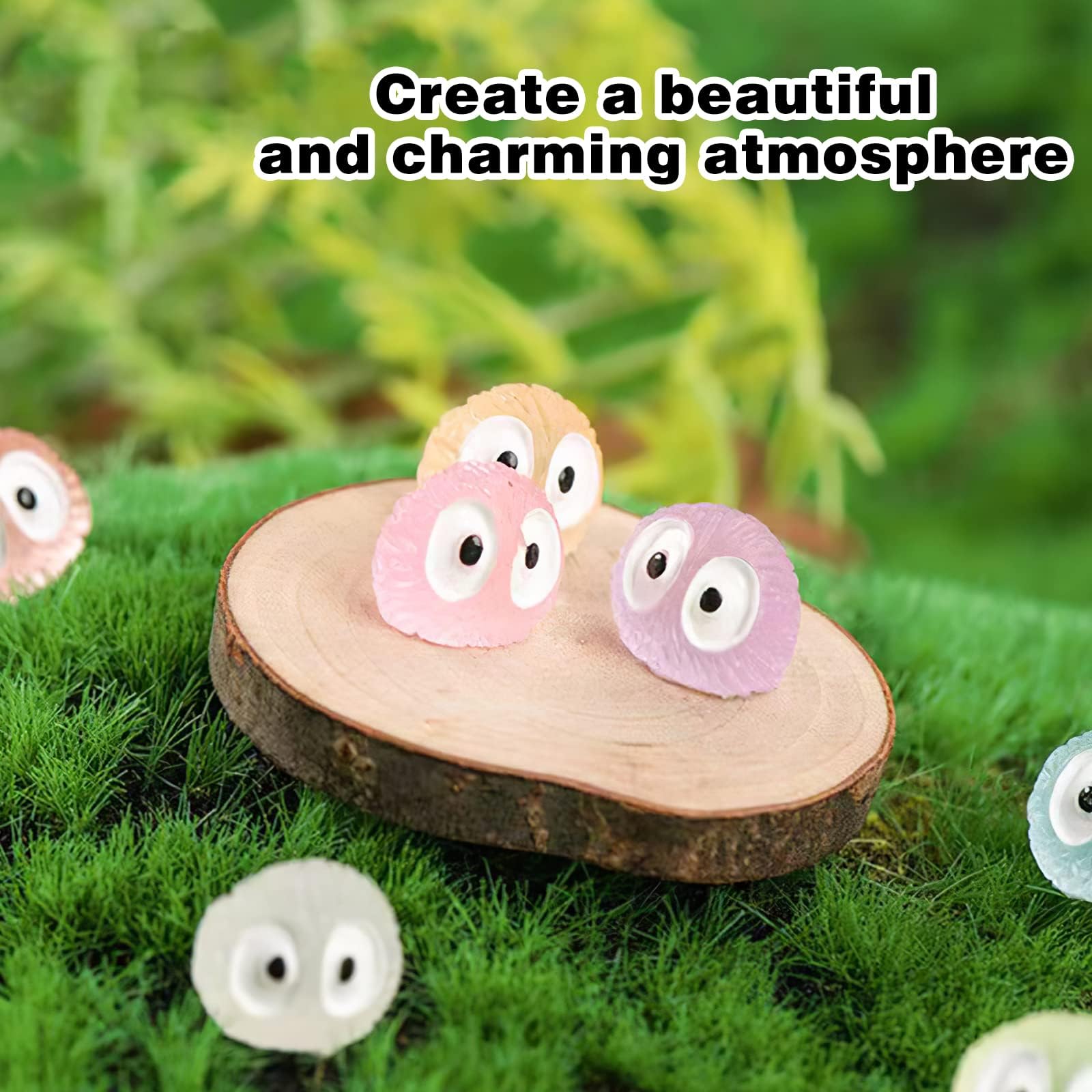 35 Stück Verschiedene Feengarten-Accessoires Figur Waldgeister mit leuchten im Dunkeln Baumelelfen Anime Deko Kodama Garten Dekoration Gartenarbeit, Topfdekoration