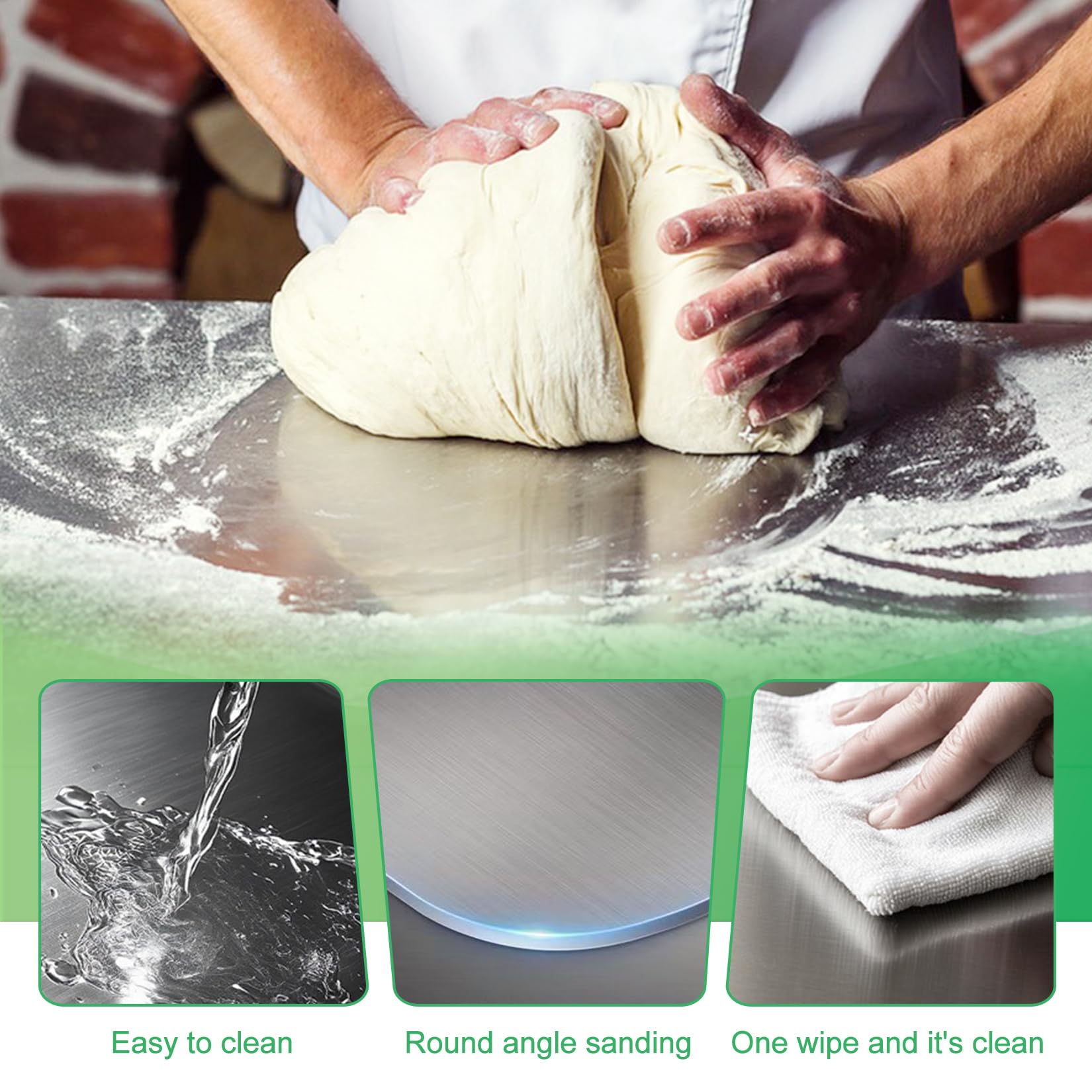 30 X 40Cm Tabla De Cortar De Acero Inoxidable Para Amasar Cortar y Hornear Con Borde De Protección También se Puede Utilizar Como Tabla Para Amasar Pasta en Cocinas Bares y Restaurantes