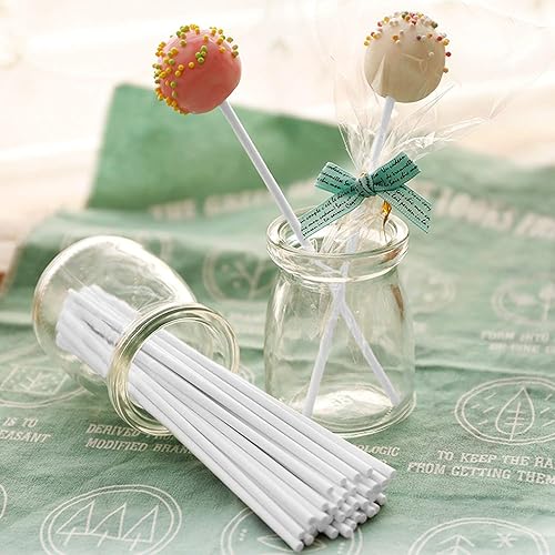 Miniatura 6 de Palitos de piruleta 500 palitos de papel blanco palitos de palitos de palitos de palito para pasteles dulces de arcoíris chocolate 4 pulgadas