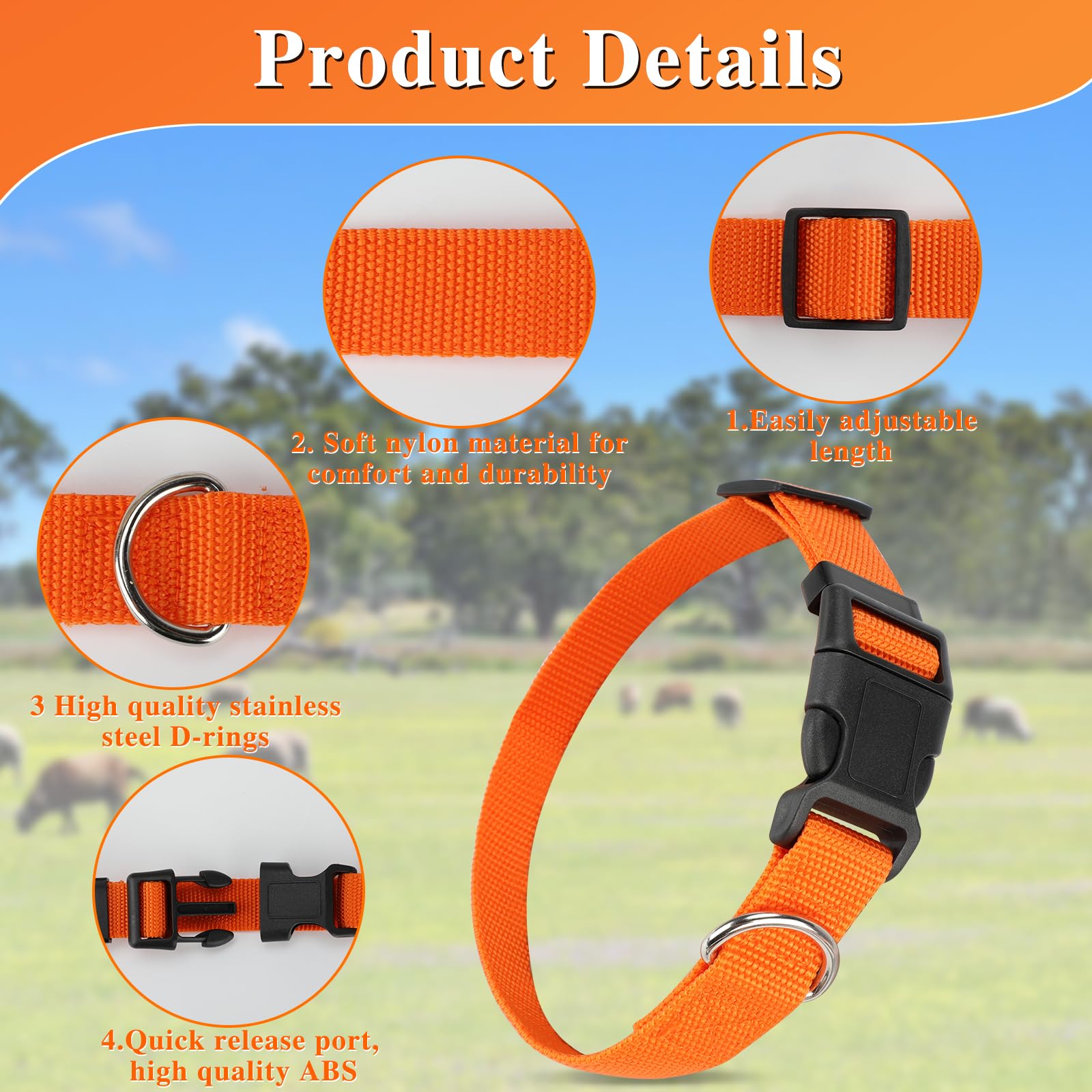 ETCYAOXIN 12-Pack Adjustable Goat Collars With Bells & Numbered Tags - Nylon Grazing Collars For Goats, Sheep, Small Cows - View #6