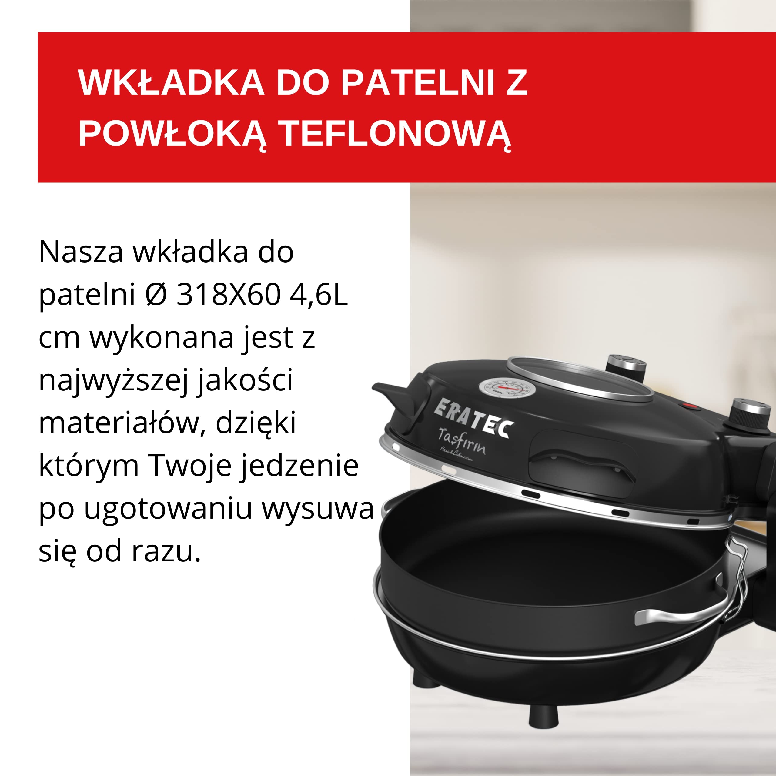 Eratec Tasfirin Elektryczny Piec do Pizzy, Czarny, 1 l