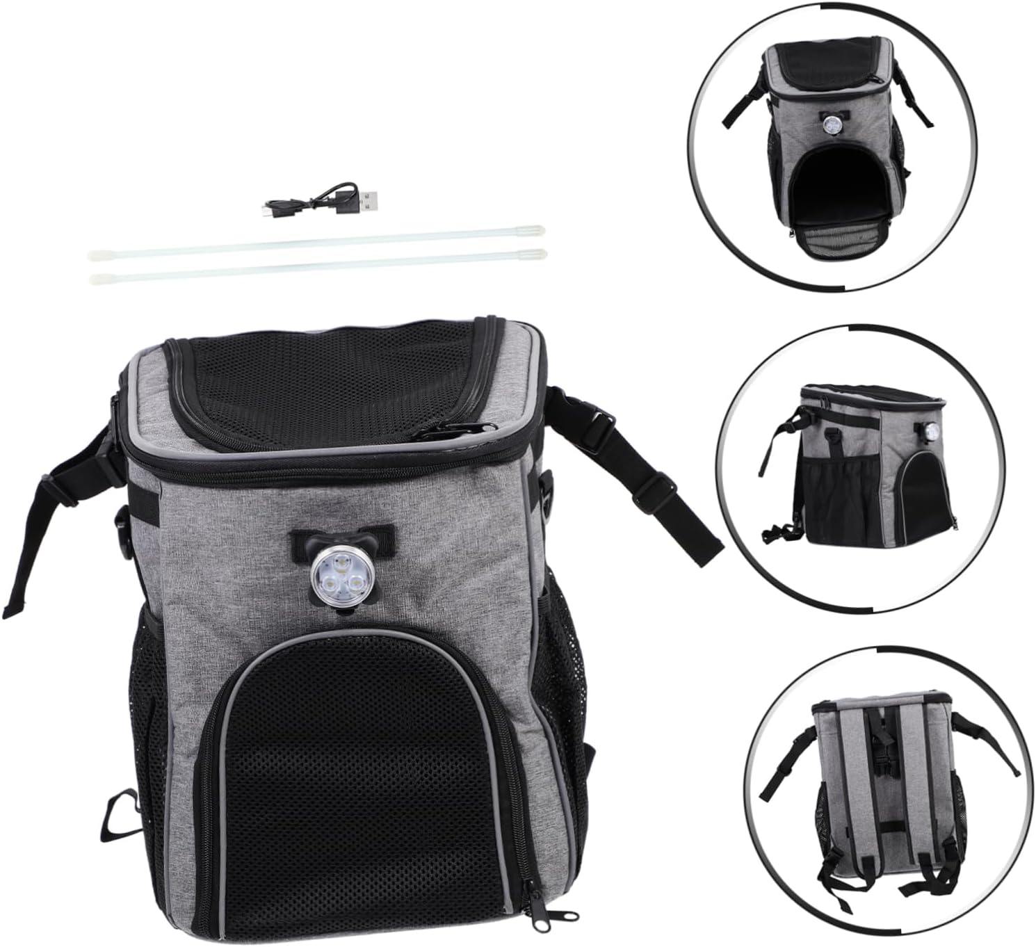 Kisangel Multi Functional Pet Bike Bag with Straps Durable Material Spacious Design for Comfortable Installation Grey Pet Container for Bike Use
