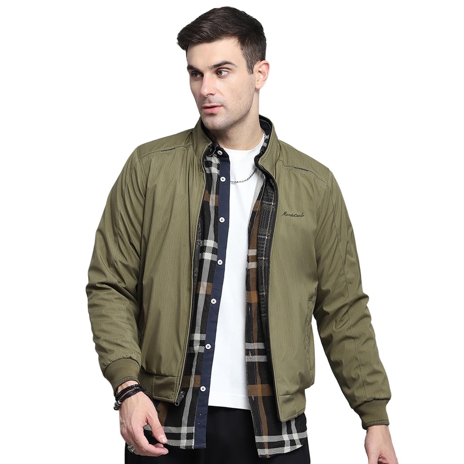 monte carlo Mens Solid Khakhi Mock Neck Full Sleeves Jacket-picture-54