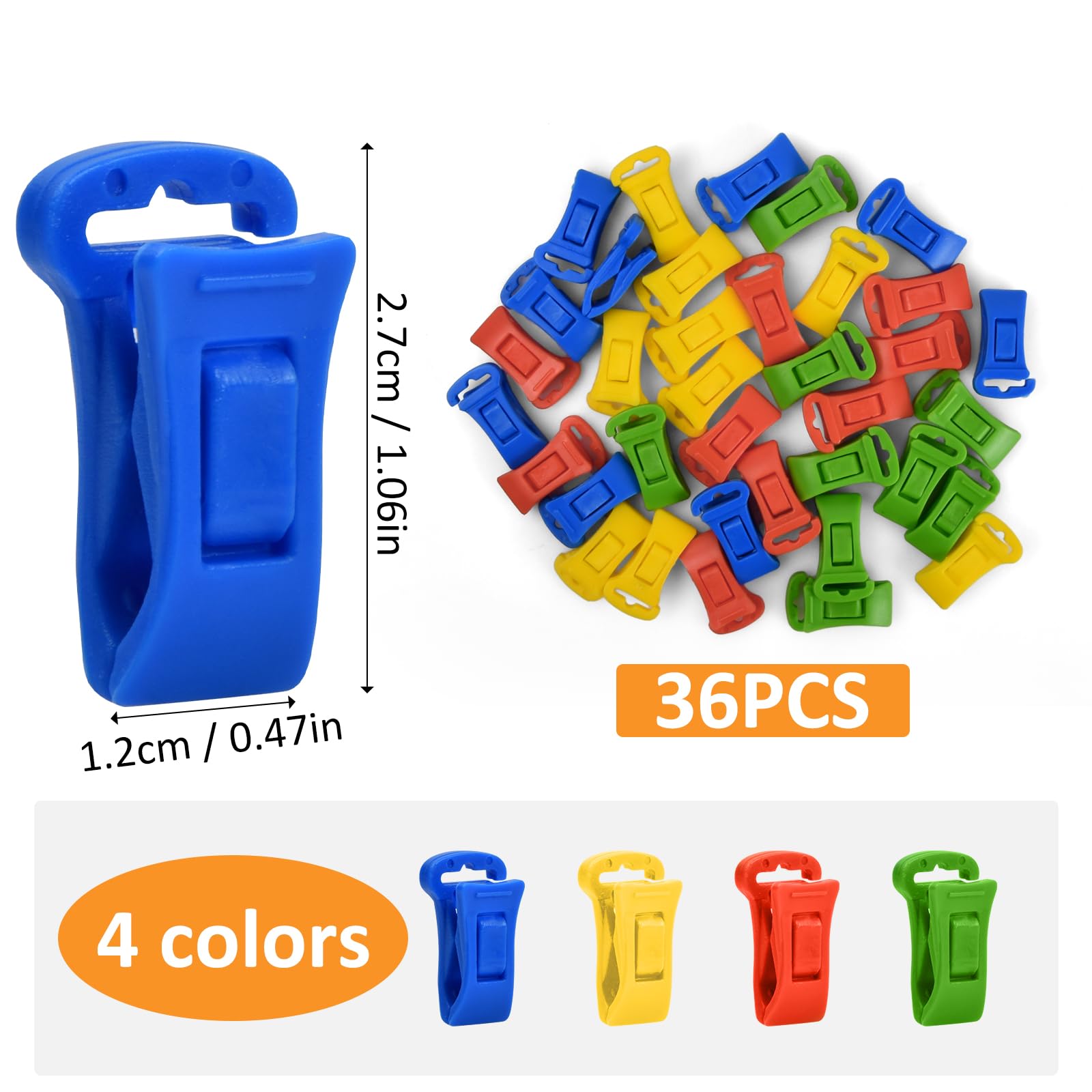 Sock Clips, 36 Clips with Hanging Hooks, Non-Slip Laundry Peg, No Need to Fold, Portable Sock Drying Clips - Image 2