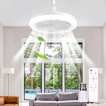 BomKra Ceiling Fans with Lights and Remote LED Ceiling Fan Light E27 Socket with B22 Adapter 30W Timer 3000-6500K 3 Color 3 Speed Fan Lights Ceiling for Bedroom Kitchen Garage Bathroom [Energy Class A]
