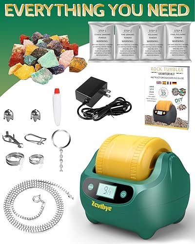 Miniatura 2 de Rock Tumbling Kit, Durable Leak-Proof Rock Polisher, Double-Sided Roller Design, 9-Day Timer, Complete Rock Polisher with Rough Gemstones, Polishing