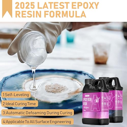 Miniatura 5 de Kit de Resina Epoxy Puduo 36OZ, Resina Epoxy Cristal Clara Recién Formulada, Resina de Arte Fuerte, Sin Burbujas, Anti-Amarilleo, Adecuada para DIY,