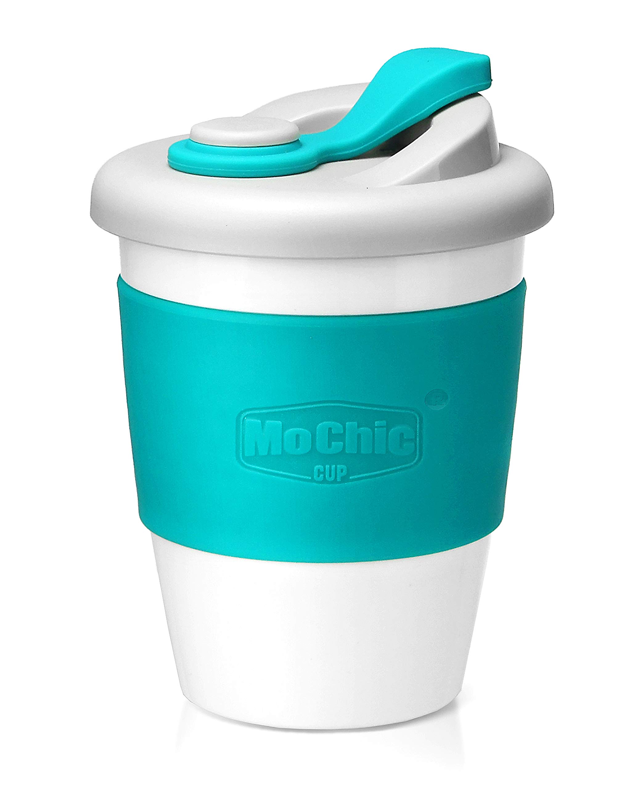 MoChic Reusable PLA Coffee Cup with PP Lid and Silicone Sleeve Durable Tea Mug BPA Free and Eco-Friendly Portable Tumbler for Work and Home 12OZ