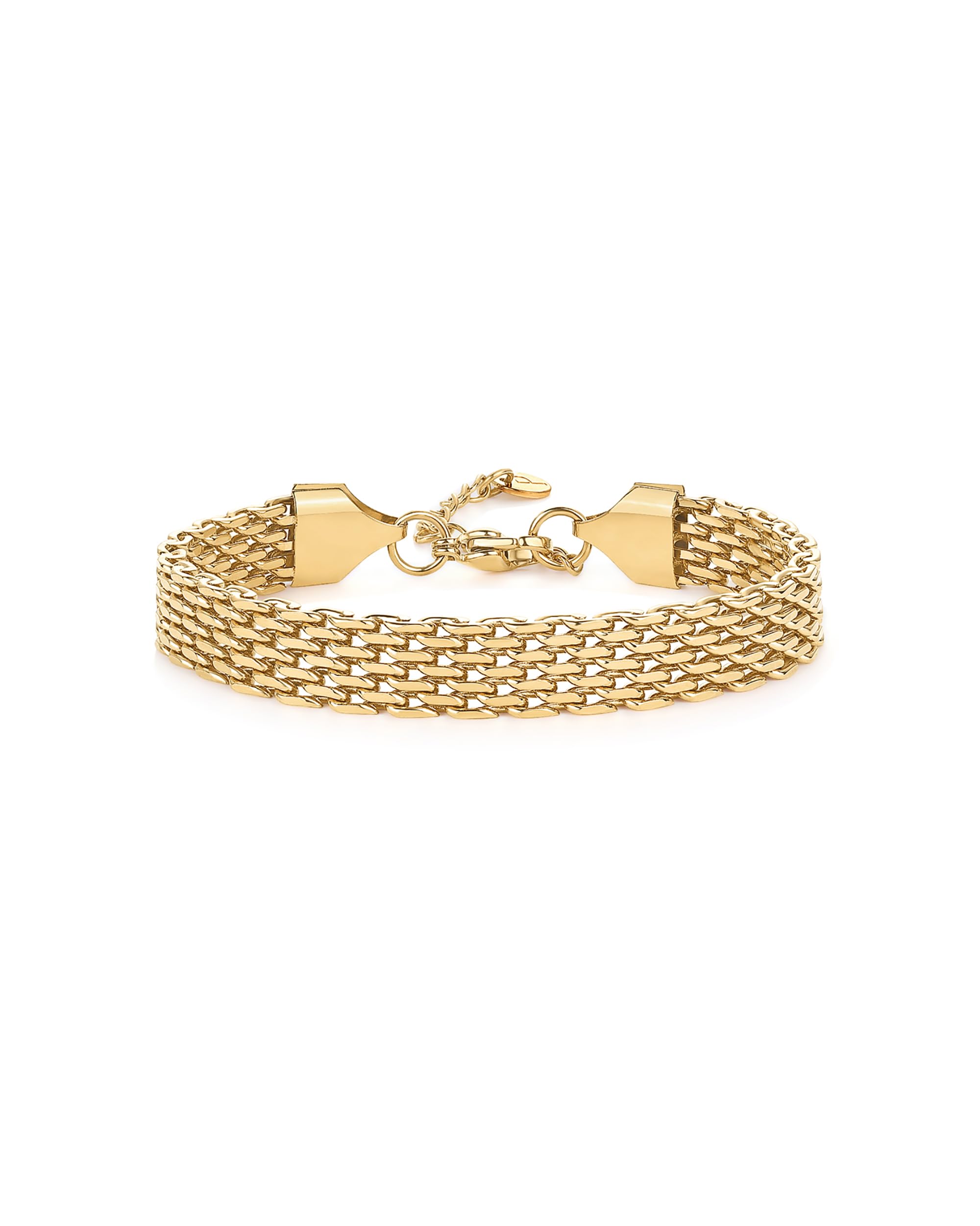 PAVOI 14K Gold Plated Chunky Chain Adjustable Bracelet for Women | Stainless Steel Lightweight Trendy Chain Bracelet