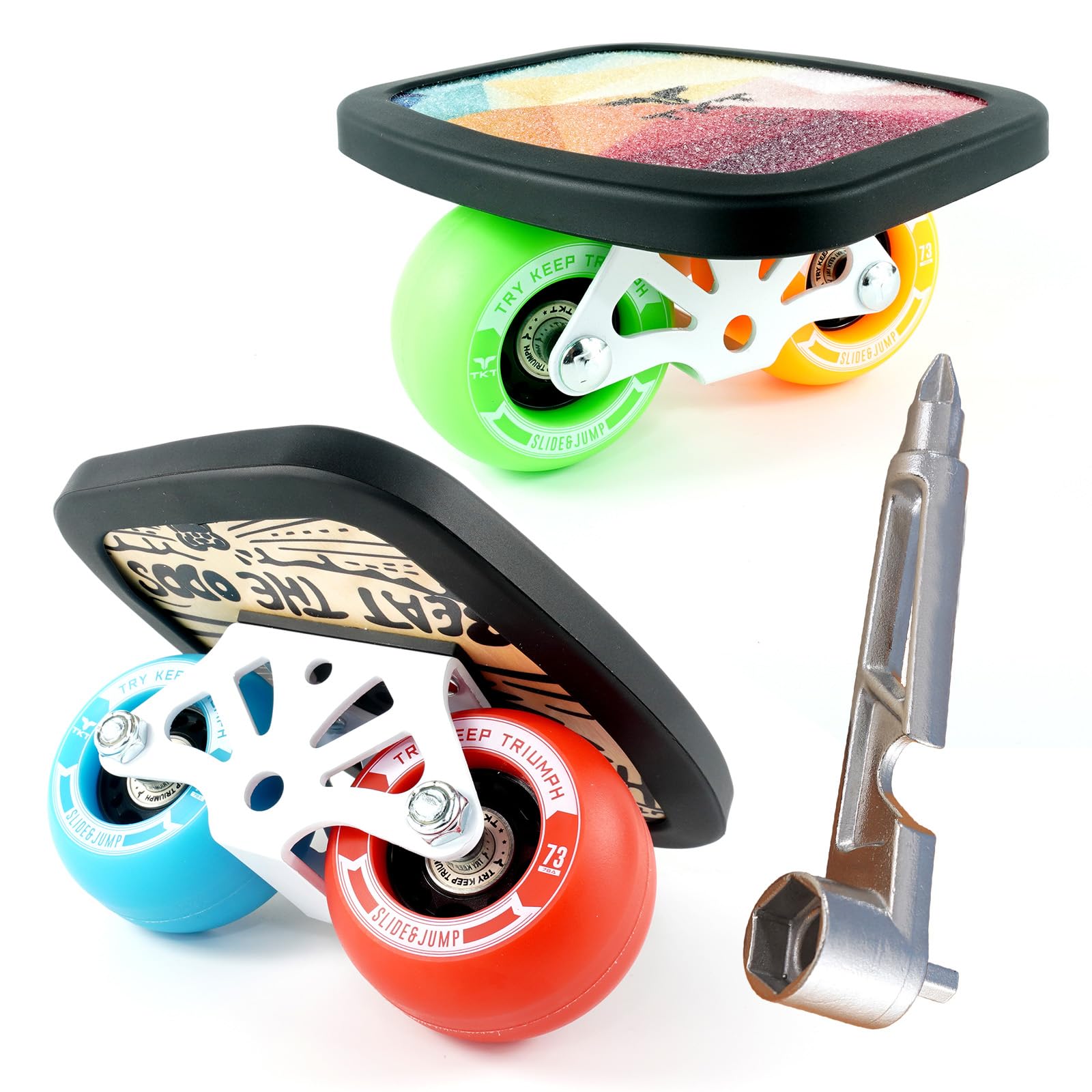 TKT FreeSkates - High Resilience Free Drift Board - Maple Deck Drift Shoes with Edge Protector - High End Bearing Portable Outdoor Free Drift Plate (Colored)