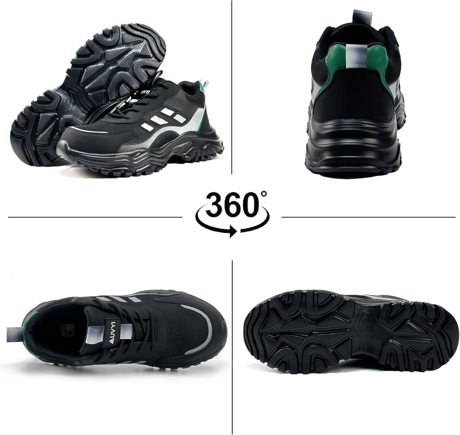 Steel Toe Work Shoes for Men - Non Slip Wide Toe Lightweight Safety Shoes Breathable Slip Resistant Construction Industrial Work Safety Sneakers