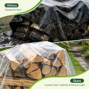 Şeffaf halkalı branda, PVC su geçirmez, yırtılmaya dayanıklı koruyucu kapak, dış mekan teras, çardak, sera, bahçe mobilyaları, 450 g/m² (boyut: 0,5 x 2 m)