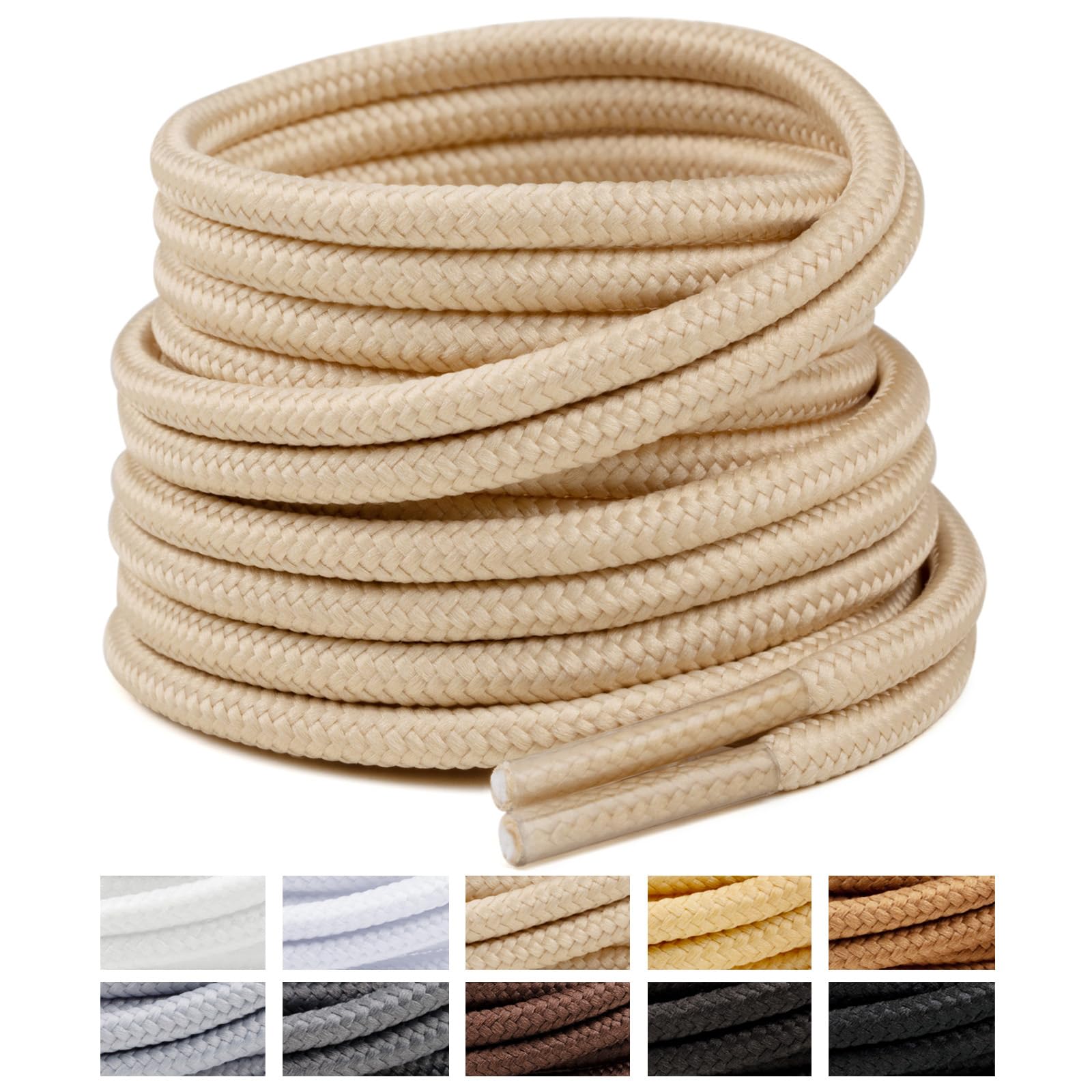 Handshop 2 Pairs Round Boots Shoelaces, Heavy Duty Outdoor Shoe Laces