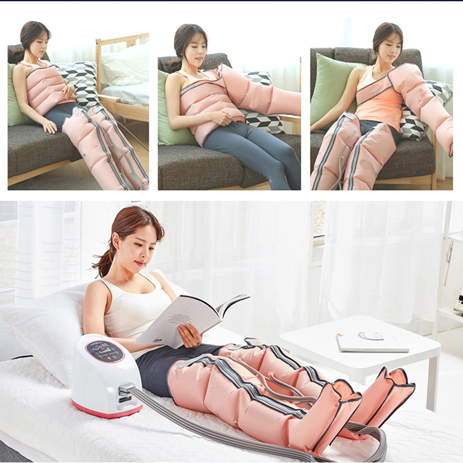 Masajeador eléctrico de compresión de aire, juego de masaje de compresión de aire, máquina de masaje para tobillos y pantorrillas, 3 modos, 10 intensidades, máquinas de masaje linfático con 4 cojine