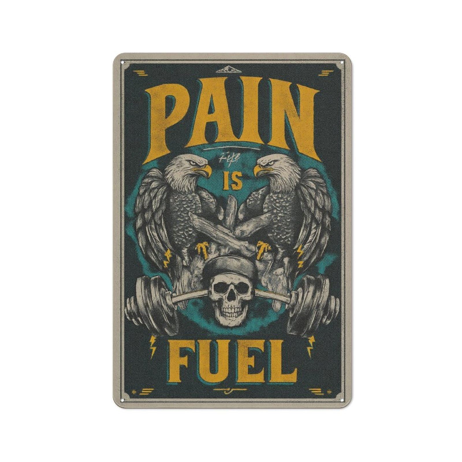 Junmoney Pain Fuels Retro Metal Wall Sign 30X20cm With For Home Bar Wall, A Housewarming Gift For Hosts Who Enjoy Retro Interiors