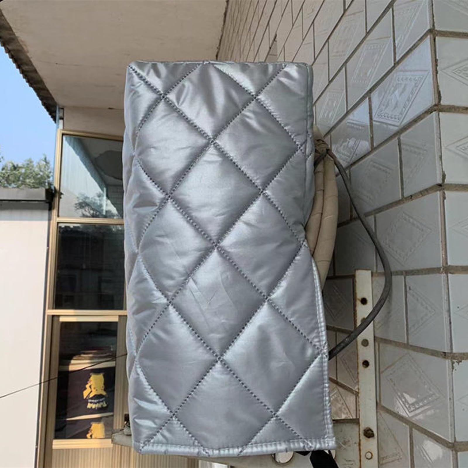 Funda de aire acondicionado para exteriores, impermeable, con cordón, tela de buey duradera, diseño de cobertura completa, se adapta a la mayoría de unidades de CA de ventana estándar (90 x 40 x 60 cm