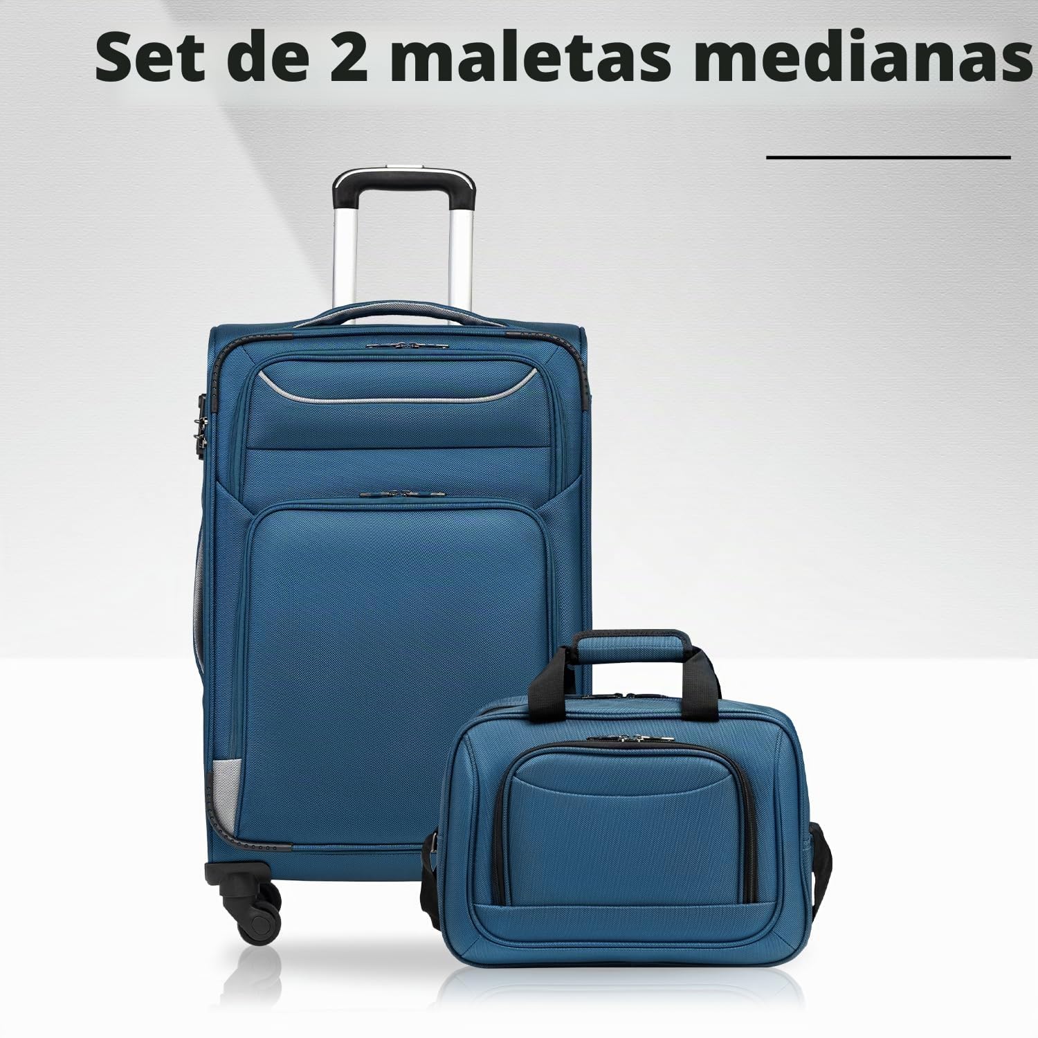 COOLIFE Maleta Trolley Blanda 66cm y 1 Bolsa Bandolera Grande