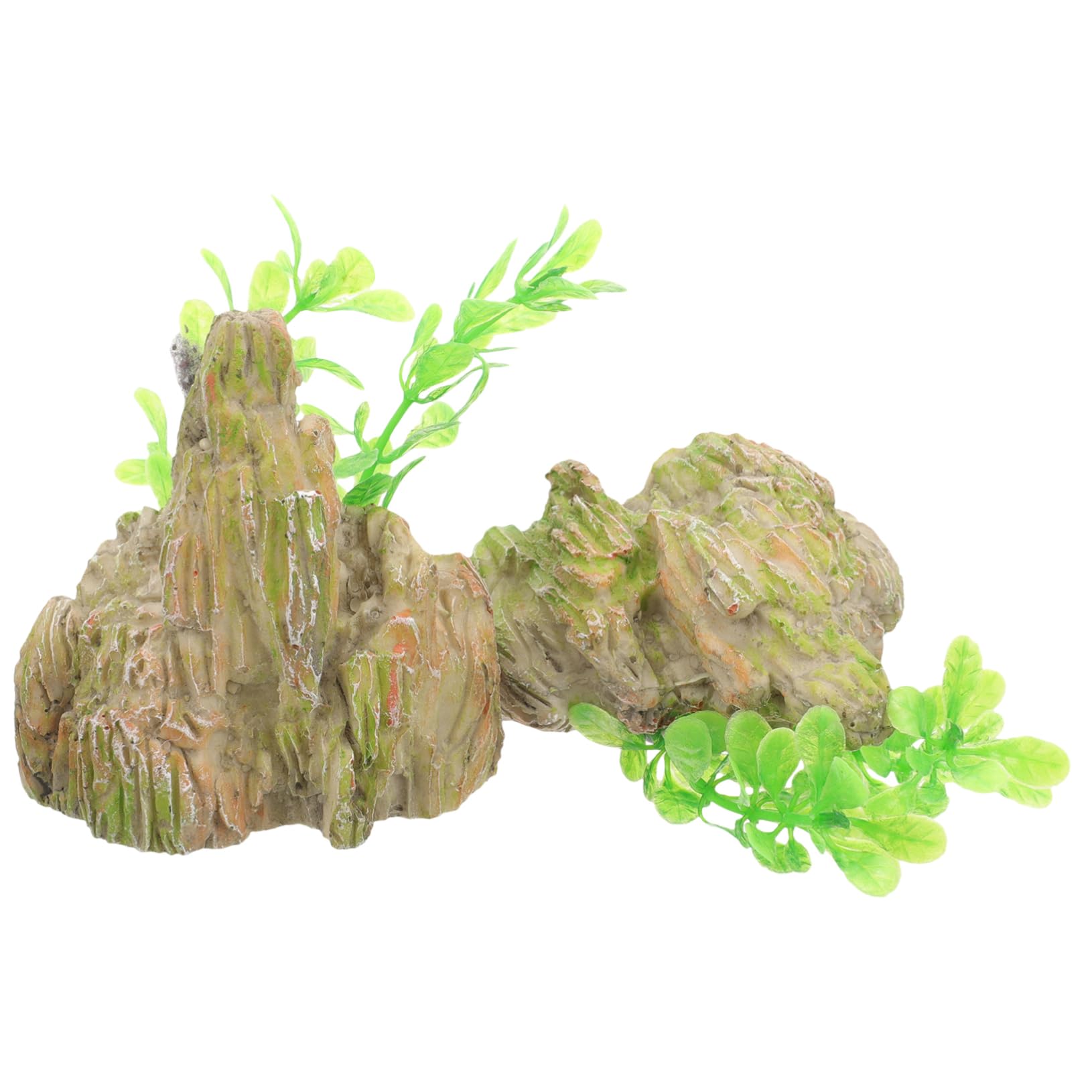 BESPORTBLE 4 Juegos Pecera Rocalla Paisajismo Planta Roca del Acuario Agua Equipo Decoración Pecera Adornos Pecera Decoraciones De Peceras Cueva De Piel De Pescado Resina 2 Piezas * 4