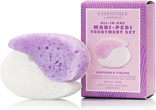 Spongellé Essentials Lavender Fields Mani/Pedi Buffer | Exfoliating Foot & Nail Scrub | Cleanse, Exfoliate, and Nourish in one easy step | Cruelty-Free, Vegan, Dermatologist-Tested, Made in USA