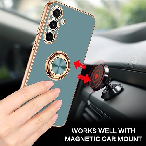 Miniatura 3 de DUEDUE Funda para Samsung Galaxy S23 FE con soporte de anillo, rotación de 360 grados, dedo magnético para automóvil, funda delgada suave a prueba