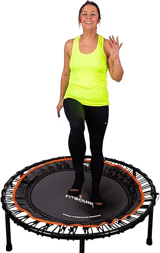 FIT BOUNCE PRO XL Premium Bungee Rebounder USA  Mini trampolín silencioso medio plegable para interiores  Adultos y niños  DVD y entrenamientos en