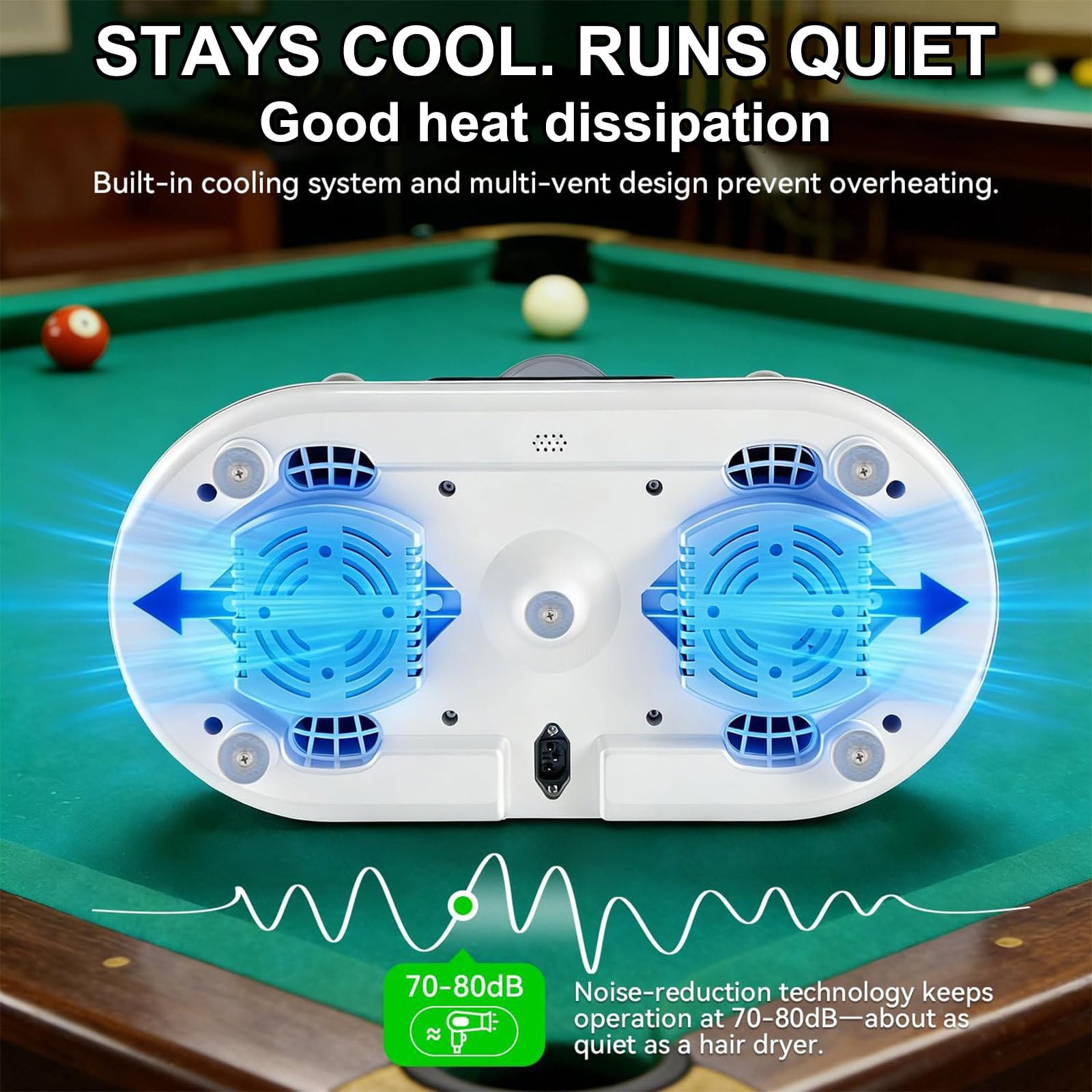 Intelligenter Billardkugel-Reiniger, automatische Poliermaschine für Poolbillardkugeln, LCD-Touchscreen, Doppelmotor & Rotation in beide Richtungen Black-52.5mm/2.07"
