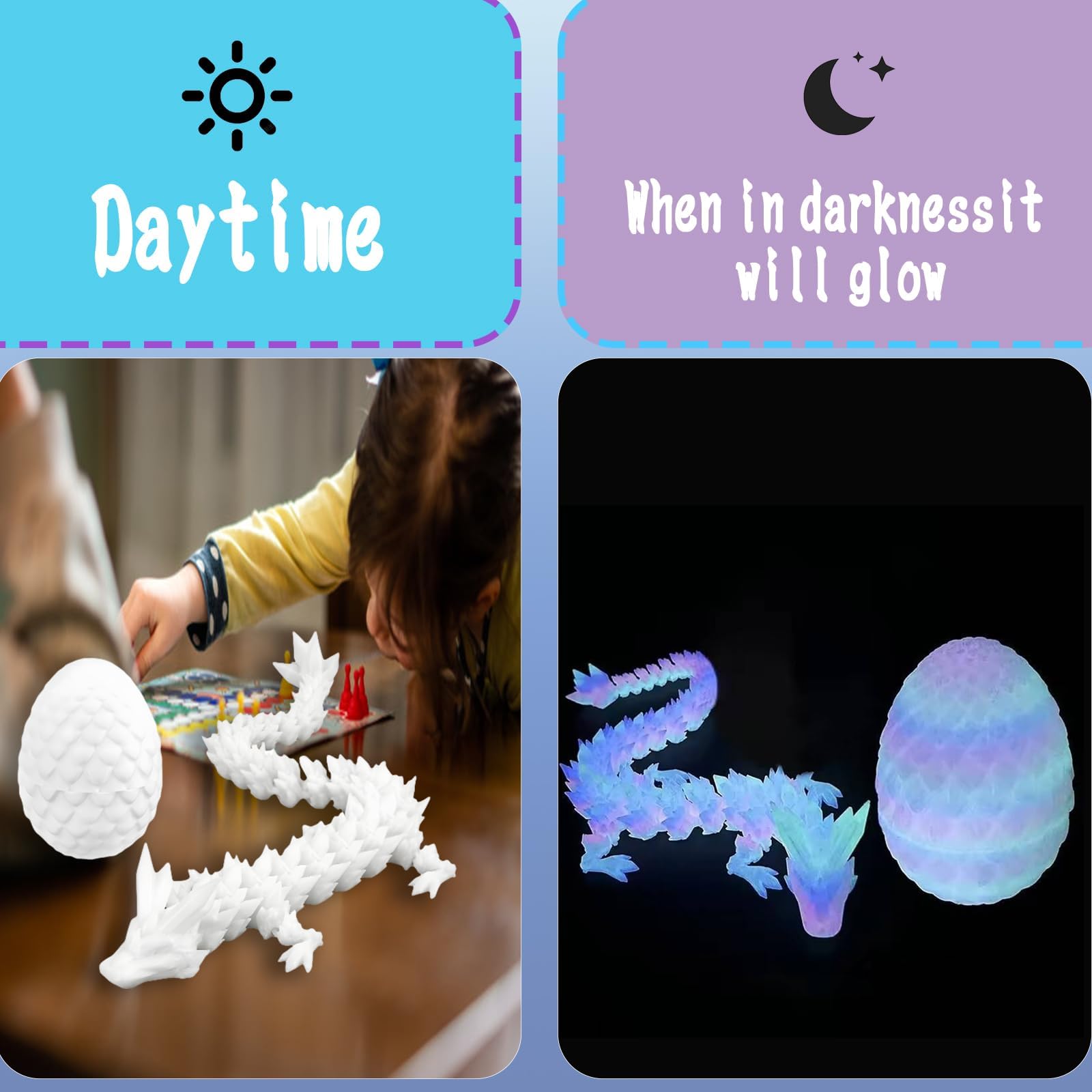 3d Printed Dragon, Dragons Eggs With Dragons Inside, Glow In The Dark Easter Egges - Image 4