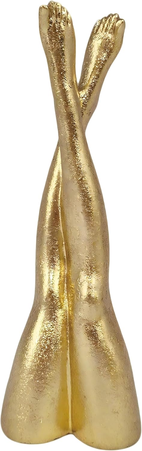 DECOUE Gold Leg Sculpture, Home Decor Resin Leg Statue Decoration, Gold Room Shelf Decor, Elegant Outdoor Indoor Decorative Objects for Coffee Table, Cabinet, Desk, Cross-Up Leg
