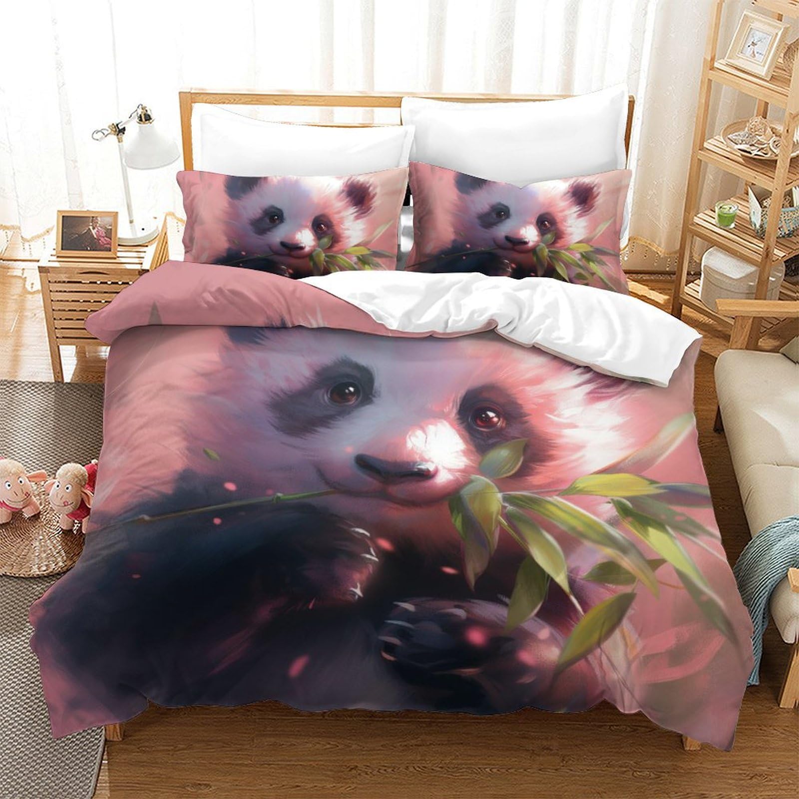 Ensemble de literie King housse de couette imprimé 3D Panda géant 3 pièces