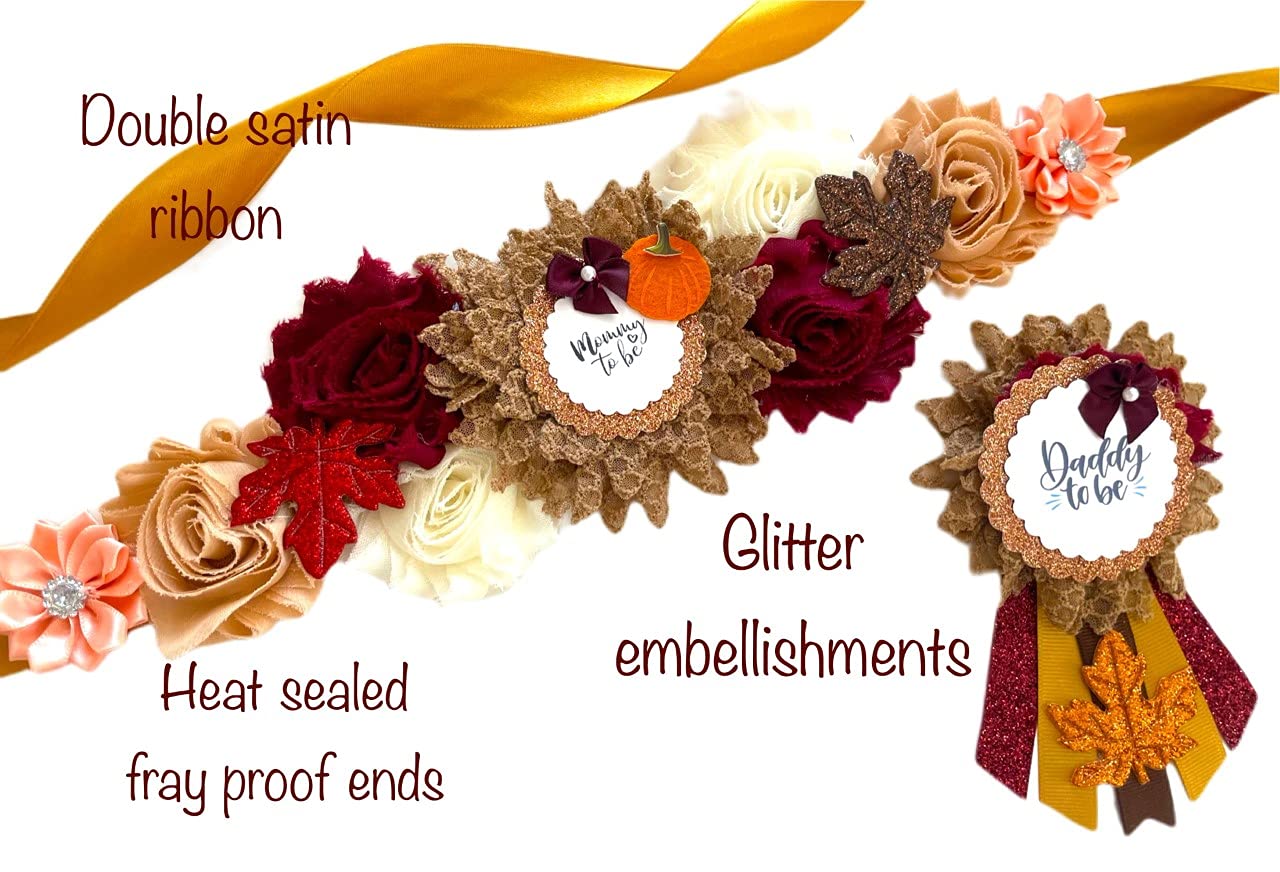 Fall Pumpkin Maternity Sash, Fall Theme baby shower Sash, Fall colors baby shower mom to be sash, Maternity sash for Autumn Maternity Sash