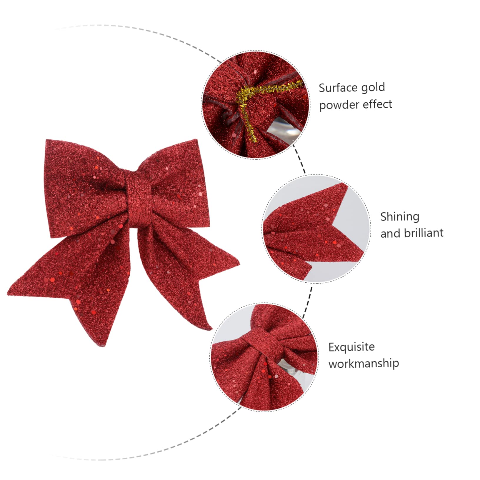 4piezas Adornos Navideños De Lazo Dorado Brillo para Decoración De Árbol De Navidad Bow Decorativos para Fiestas y Celebraciones
