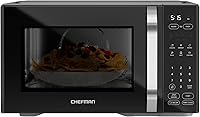 Vista 8 de Horno de microondas de mostrador Chefman 0.9 pies cúbicos. Microondas digital de acero inoxidable de 900 vatios con 6 ajustes preestablecidos, modo