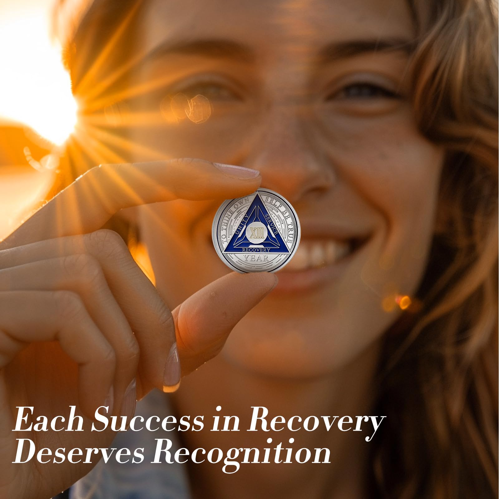 Recovery Triangle 13 Year Nüchternheitsmünze – Silberne römische Ziffern NA AA Münzen – 1–40 Prime NA/HA/AA Chips und Medaillons – Narcotics Alcoholics Anonyme Nüchternheit Geschenke für Männer Frauen