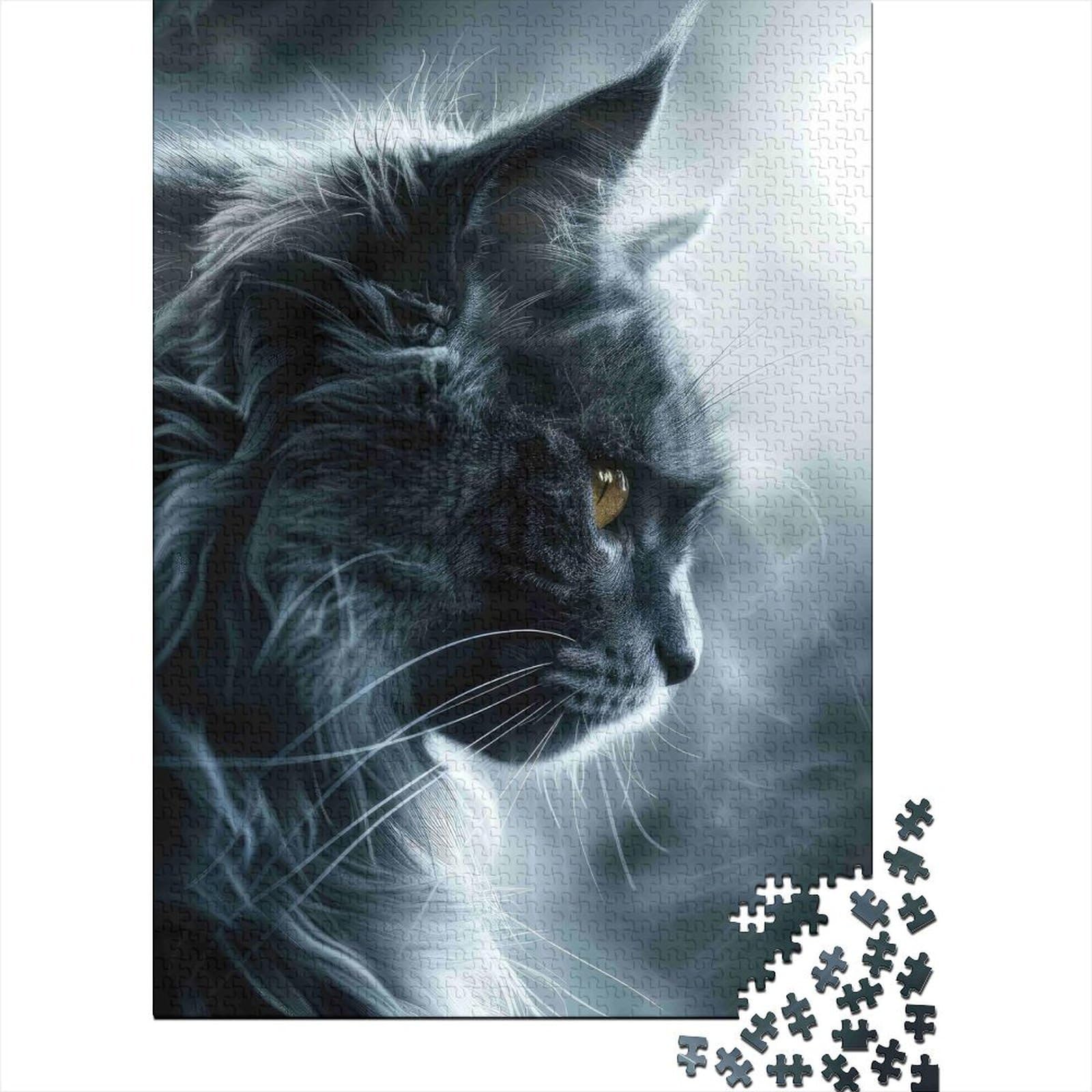 3D Printed Black Cat Art Fitted Sheet Microfiber Soft Bedroom Decor Misty Cat Silhouette Mattress Cover 90x200x25cm