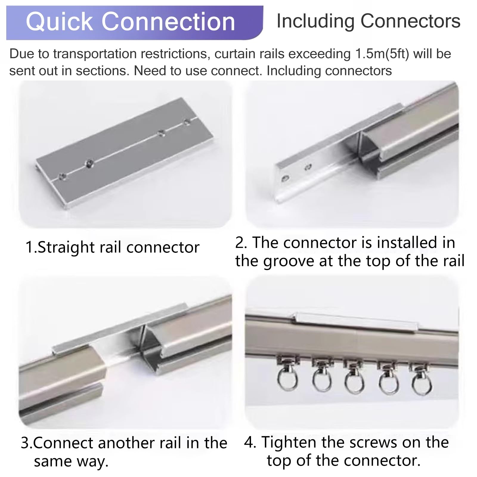 Rail universel pour rideaux lourds – Séparateur de pièce multifonction noir pour chambre à coucher, salon et studio – Installation facile