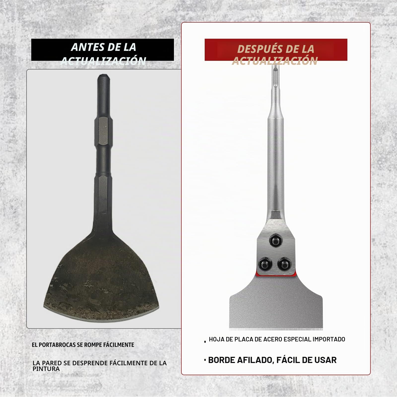 SDS Plus - Cincel para azulejos (300 x 100 mm, SDS Plus, ancho de cincel plano para martillo perforador, para quitar azulejos y adhesivo para baldosas)