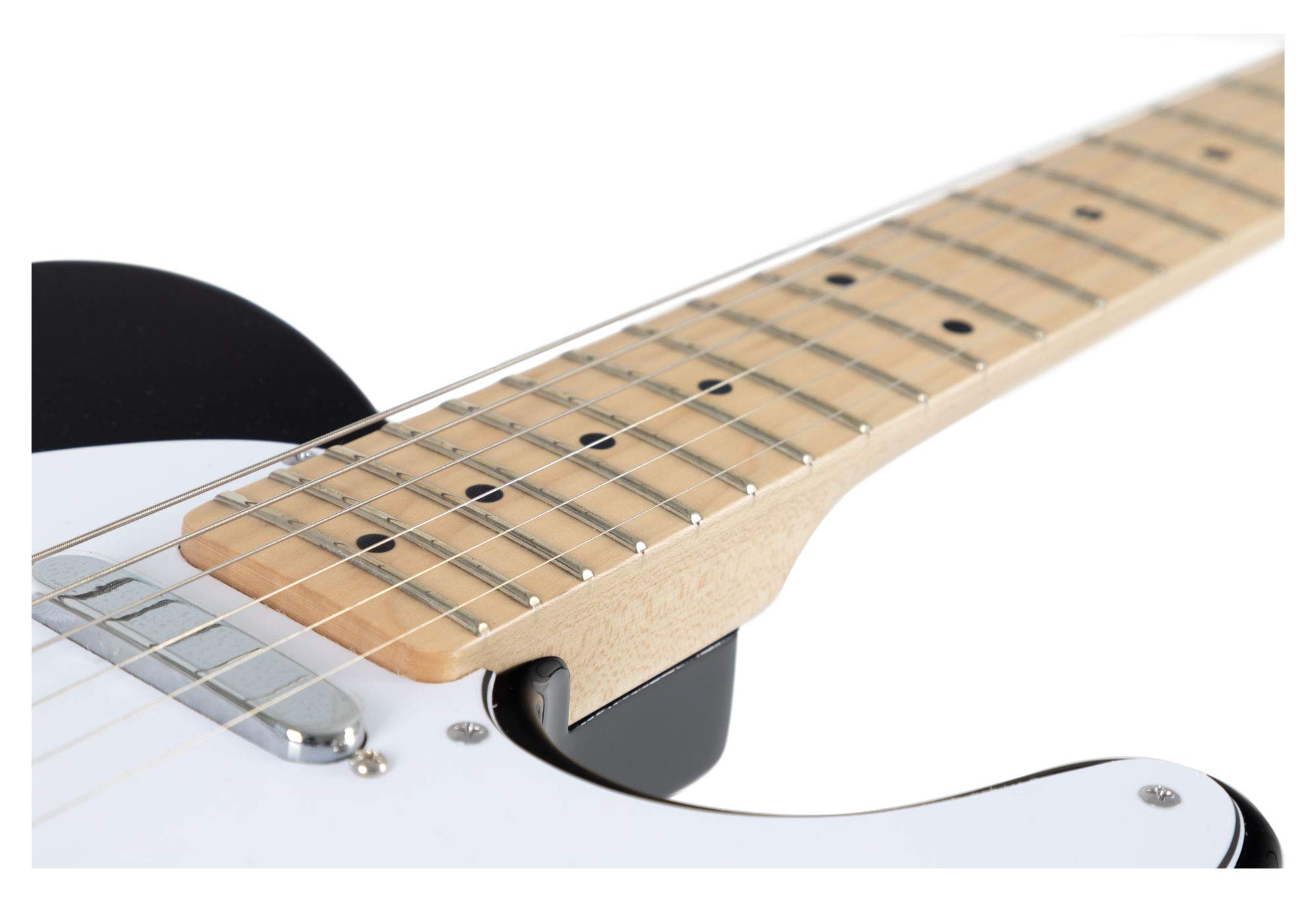 Shaman Element Series TCX-100B - E-Gitarre in TL-Bauweise - geölter Hals aus Ahorn - Ahorn-Griffbrett - schwarz | Korpus: Linde, Hals: Canadian Hard White Maple (Ahorn geölt und gewachst), Mensur: 25, 5" (65 cm), Sattelbreite: 42 mm, 5 cm