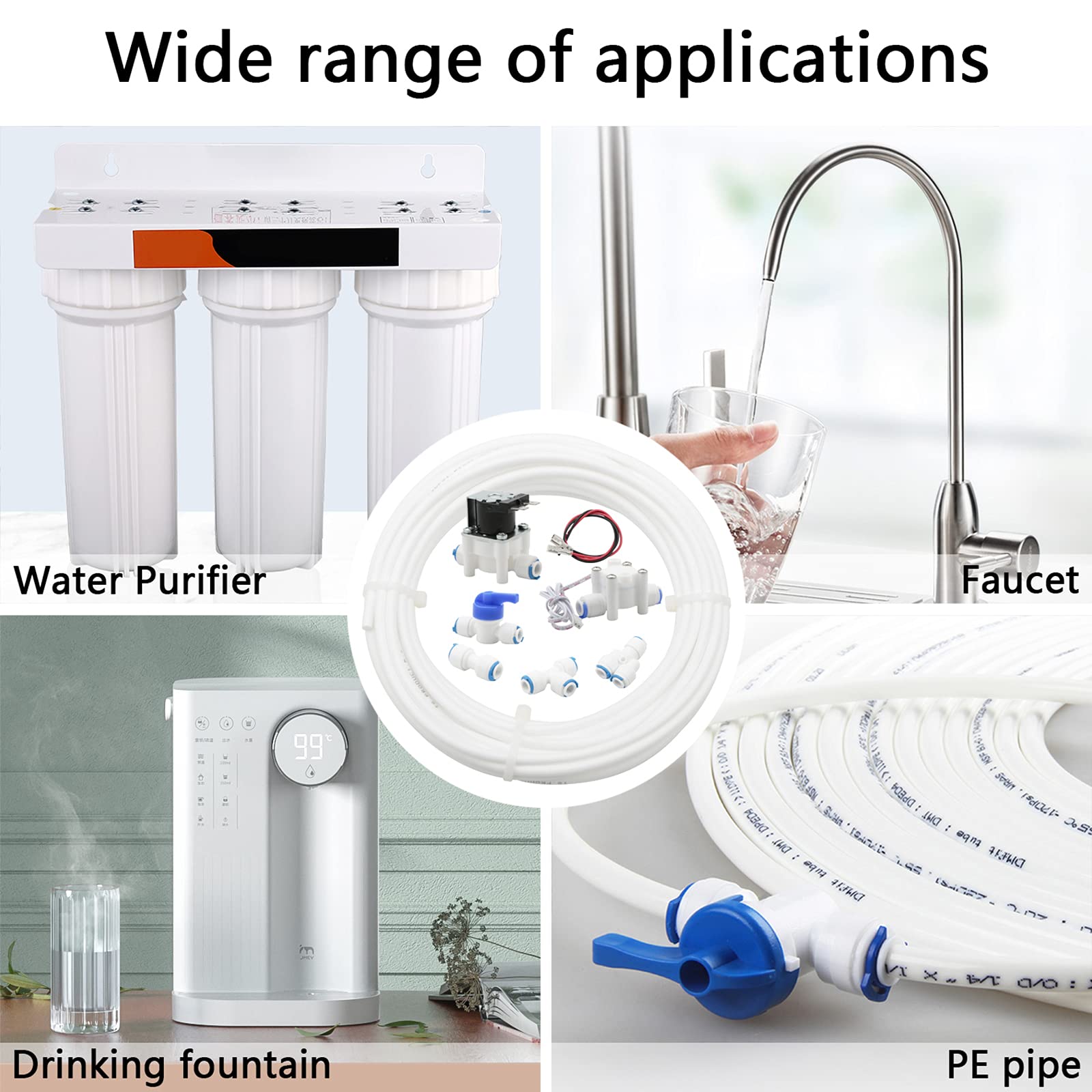 Kit di connettori per frigorifero, 25 pezzi, 10 m, tubo di approvvigionamento idrico, kit di collegamento per il tubo dell'acqua del frigorifero
