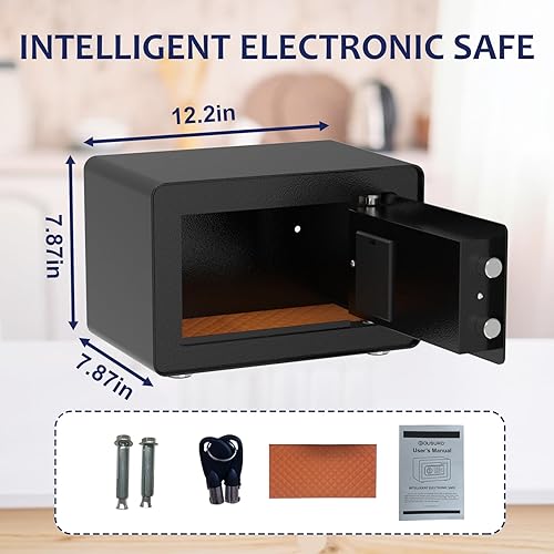 Miniatura 2 de OUSURO Caja de seguridad de 0.5 Cub  Caja fuerte pequeña para el hogar, documentos de joyería, caja fuerte de seguridad, caja de seguridad de acero
