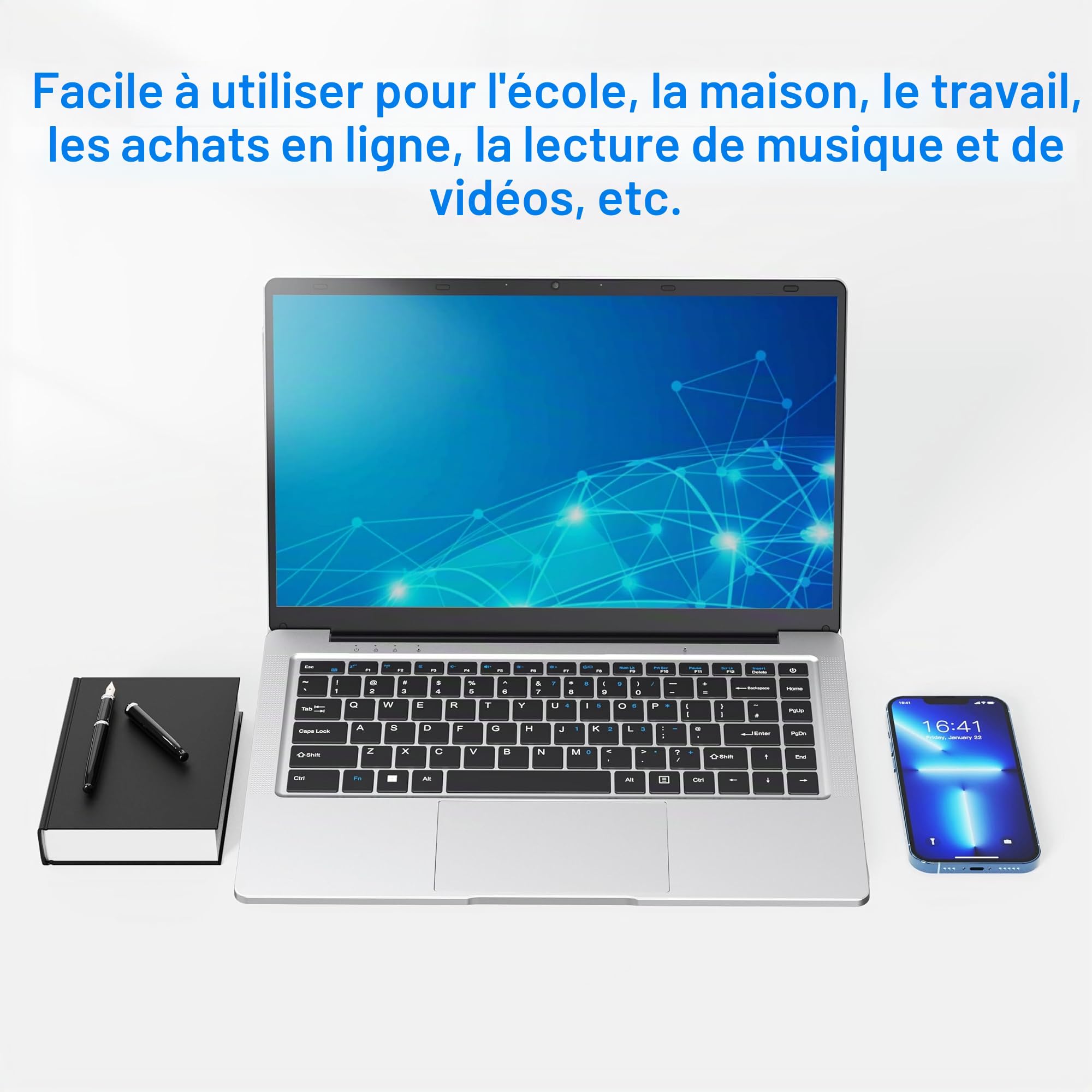 PINSTONE PC Portable de 14 Pouces Celeron N4000 (jusqu'à 2,6 GHz) 6GB RAM 128GB SSD, Laptop Computer Support WiFi 2.4 / 5G, Bluetooth 5.0, Ordinateur Portable étudiant/Bureau avec Souris.