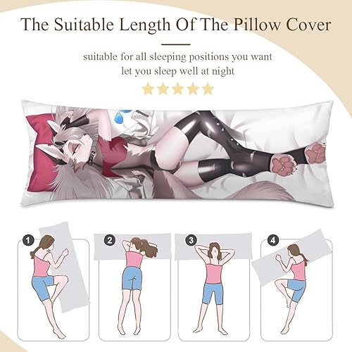 Miniatura 6 de Loona Dakimakura - Funda de almohada corporal peluda con estampado de doble cara de piel de durazno, 59 x 20 pulgadas