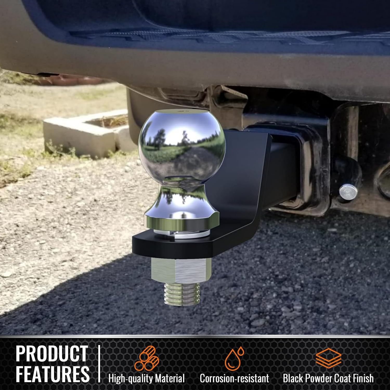 Trailer Hitch Ball Mount, Towing Hitches with 2 Inch Ball, 7500LBS, Fits 2-Inch Receiver, 2" Drop and 1/2" Rise, Trailer Hitch Receiver with Lock Pin