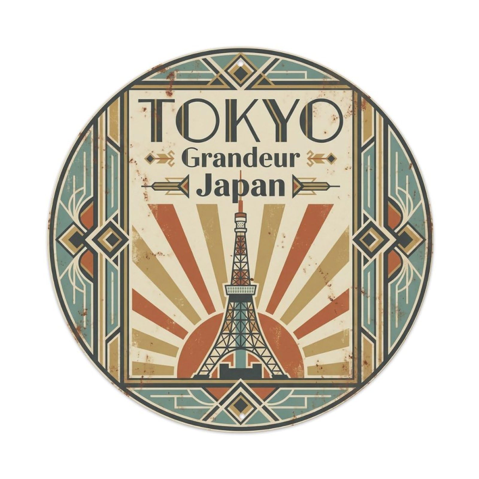 Vintage Travel Tokyo Japan Grandeur(1） Vintage Metal Tin Sign Plaque Wall Decor for Cafe, Club Bar, Office, Garden Metal Poster 8x8Inch