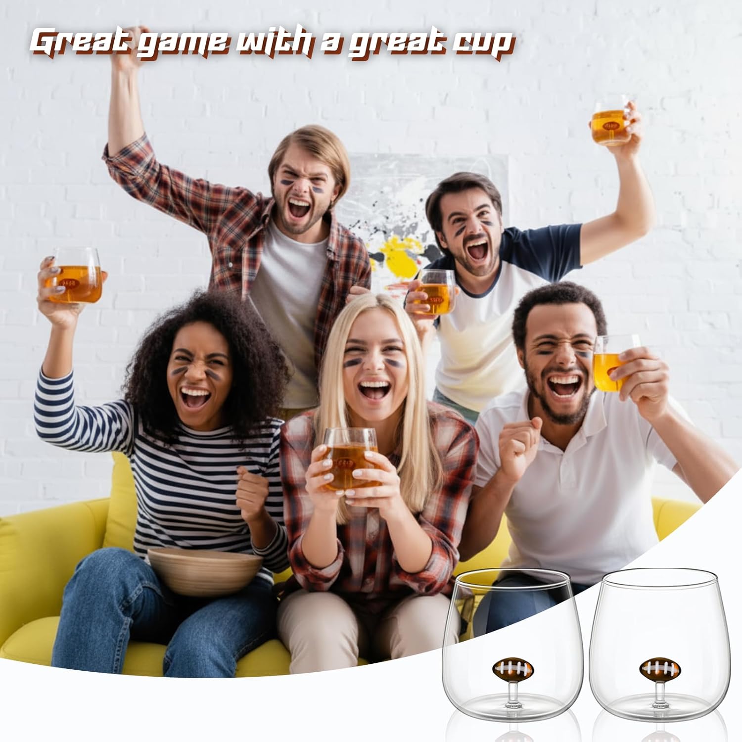 2 Pcs Football Wine Glasses 3D Stemless Football Icon Juice Glass Cups Cool Cocktail Glassware for Birthday Sports Themed Party Supplies Gifts for Friends Colleague Coworkers - Image 7